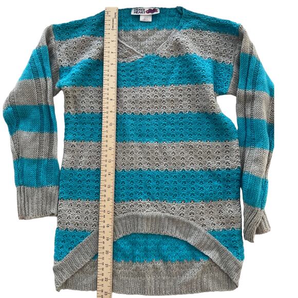 Derek Heart Girl Sweater Preppy Knit Matching Scarf Hi-Lo Hem 7-8 Striped - Picture 6 of 7